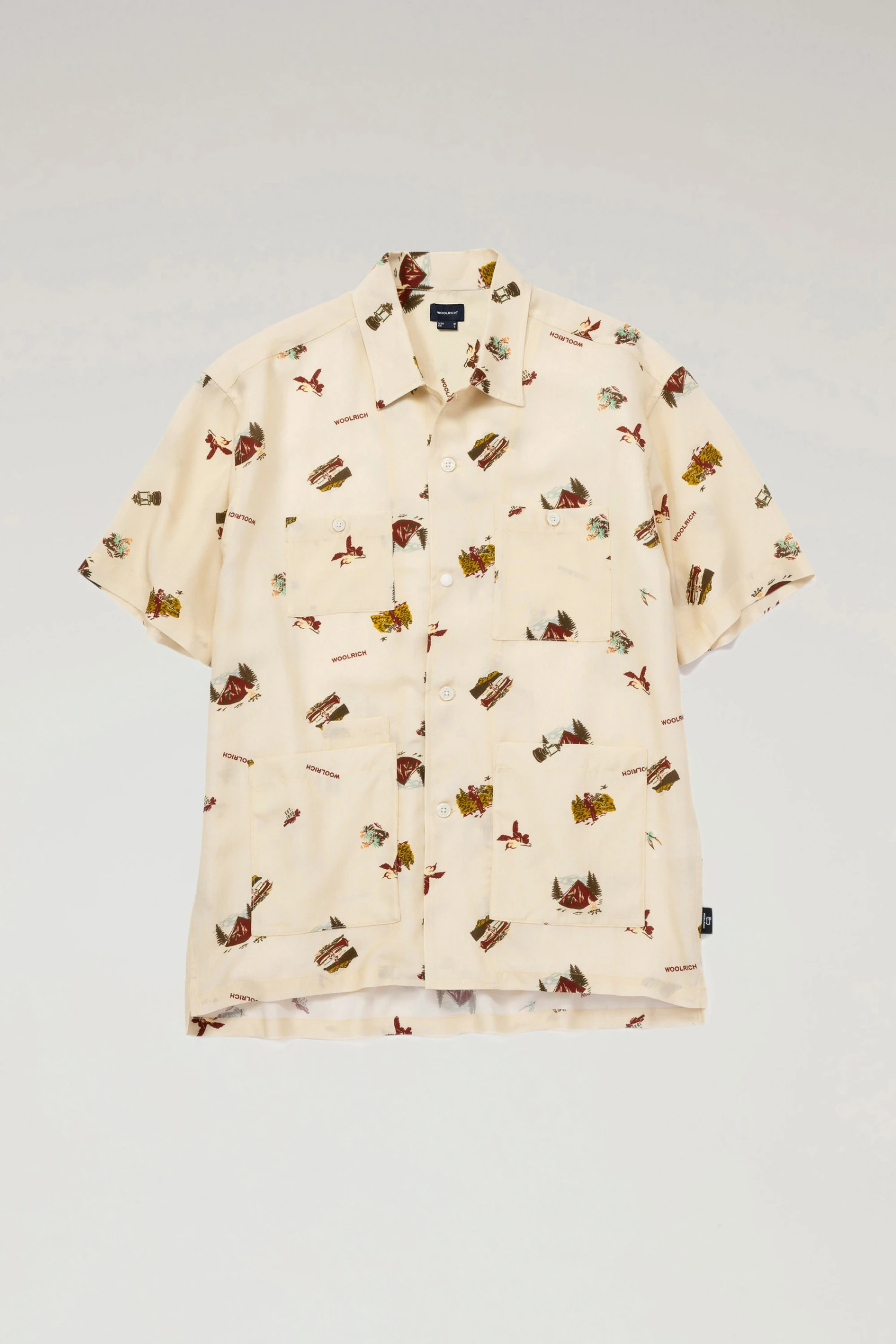 Woolrich Camicia A Maniche Corte In Lyocell Con Stampa - Uomo - Beige 7 Woolrich Camicia A Maniche Corte In Lyocell Con Stampa - Uomo - Beige - immagine 5