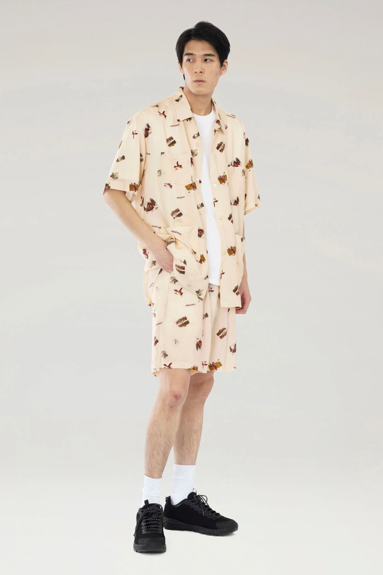 Woolrich Camicia A Maniche Corte In Lyocell Con Stampa - Uomo - Beige 3 Woolrich Camicia A Maniche Corte In Lyocell Con Stampa - Uomo - Beige