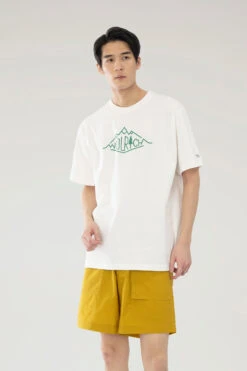 Woolrich T-shirt Mountainline In Puro Cotone - Uomo - Bianco