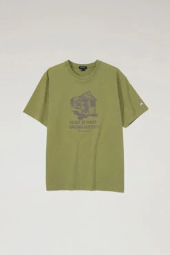 Woolrich T-shirt Tiny House In Puro Cotone - Uomo - Verde -Offerta Economica Vestiario CFWJTE0064MRUT3487 OL 2
