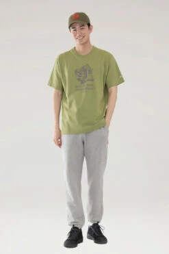 Woolrich T-shirt Tiny House In Puro Cotone - Uomo - Verde