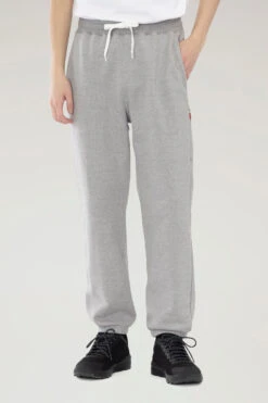 Woolrich Pantaloni Sportivi In Misto Cotone Felpato E Nylon Cordura - Uomo - Grigio