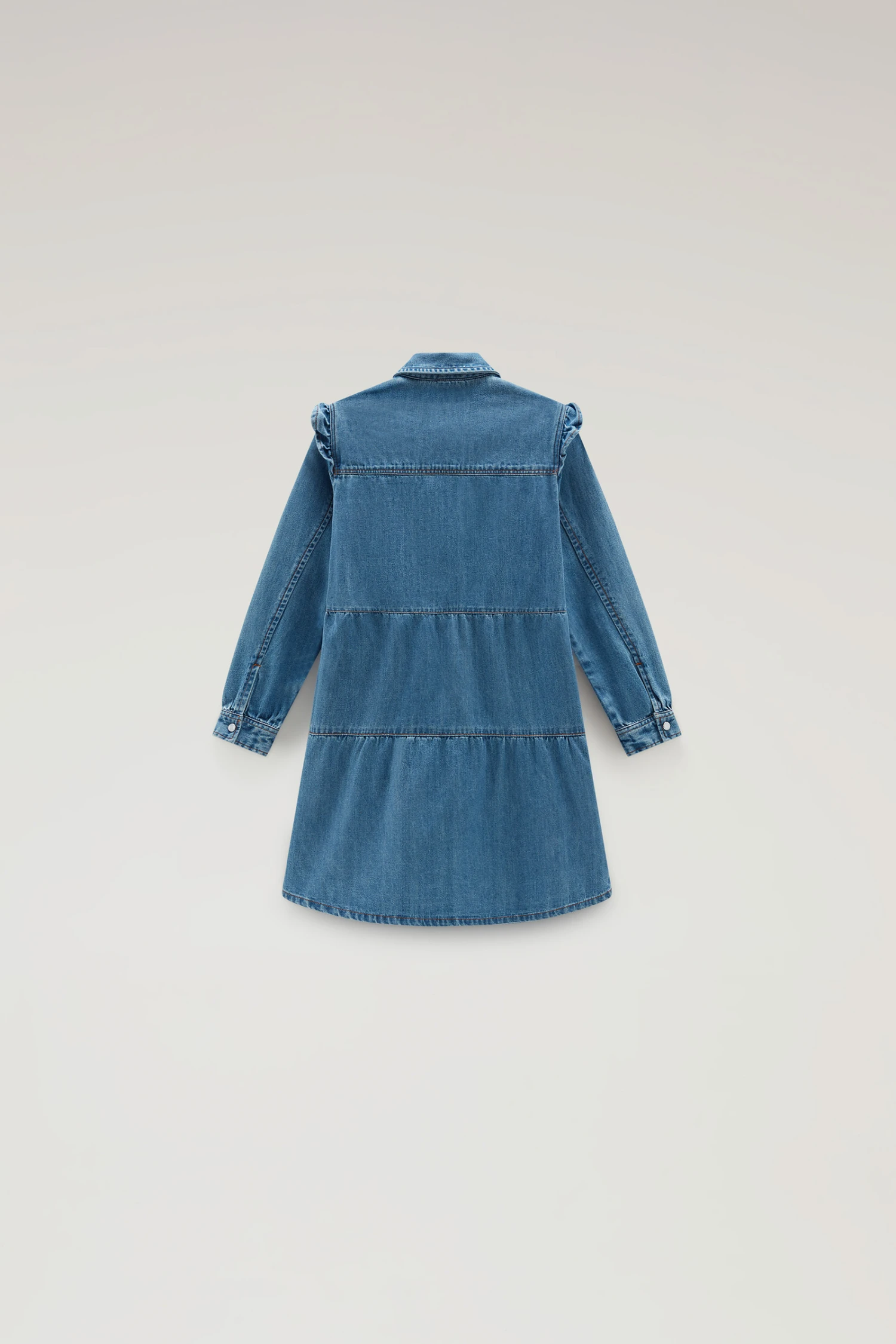 Woolrich Vestito Da Bambina A Balze In Denim - Bambina - Blu 4 Woolrich Vestito Da Bambina A Balze In Denim - Bambina - Blu - immagine 2