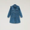Woolrich Vestito Da Bambina A Balze In Denim - Bambina - Blu