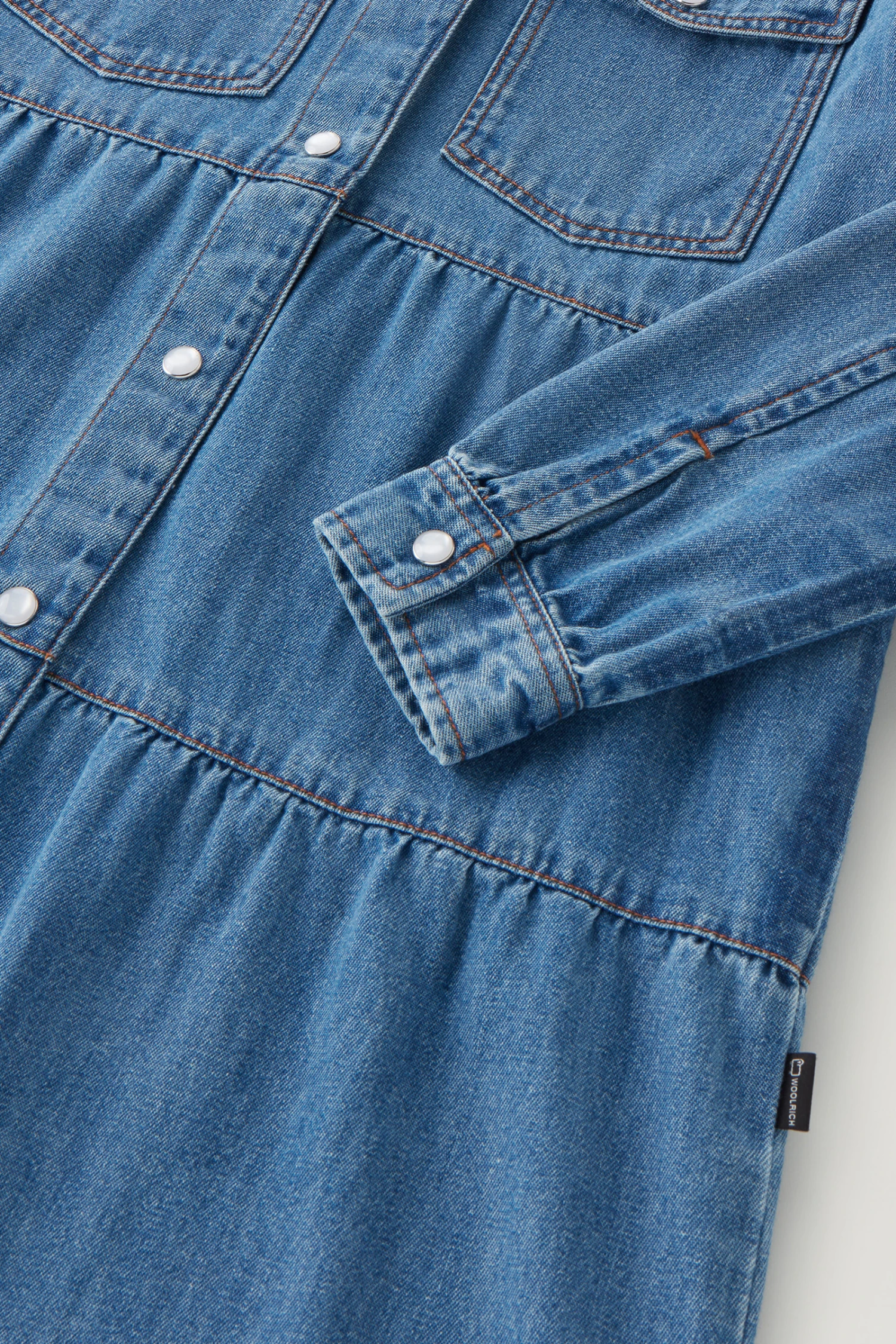 Woolrich Vestito Da Bambina A Balze In Denim - Bambina - Blu 6 Woolrich Vestito Da Bambina A Balze In Denim - Bambina - Blu - immagine 4