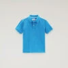 Woolrich Polo Monterey Da Bambino In Cotone Piquet Elasticizzato - Bambino - Blu