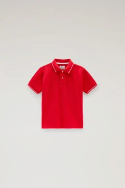 Woolrich Polo Monterey Da Bambino In Cotone Piquet Elasticizzato - Bambino - Rosso