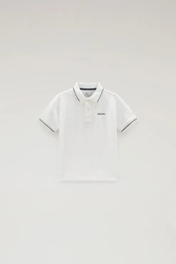 Woolrich Polo Monterey Da Bambino In Cotone Piquet Elasticizzato - Bambino - Bianco