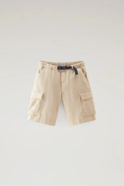 Woolrich Pantaloncini Cargo Da Bambino Tinti In Capo In Cotone Elasticizzato - Bambino - Beige