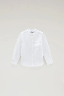 Woolrich Camicia Da Bambino In Misto Lino E Cotone - Bambino - Bianco