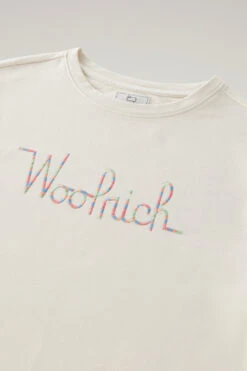 Woolrich Maglia Da Bambina Girocollo In Cotone Felpato Con Maniche Ampie - Bambina - Bianco -Offerta Economica Vestiario CFWKSW0159FRUT3379 8743 2