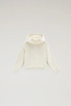Woolrich Felpa Essential Da Bambina In Puro Cotone Con Cappuccio - Bambina - Bianco