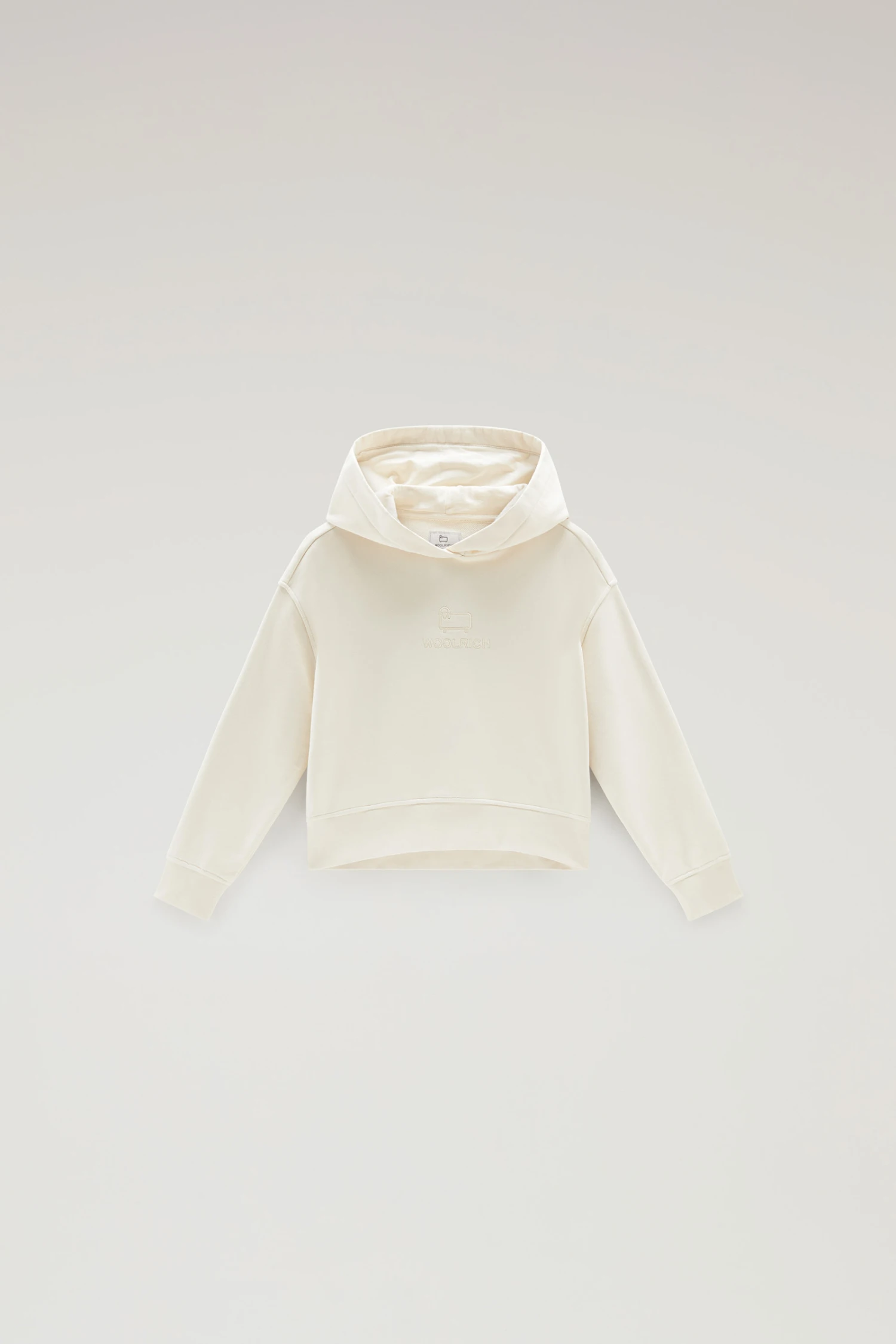 Woolrich Felpa Essential Da Bambina In Puro Cotone Con Cappuccio - Bambina - Bianco 3 Woolrich Felpa Essential Da Bambina In Puro Cotone Con Cappuccio - Bambina - Bianco