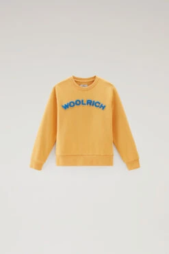 Woolrich Felpa Girocollo Varsity Da Bambino In Puro Cotone - Bambino - Giallo