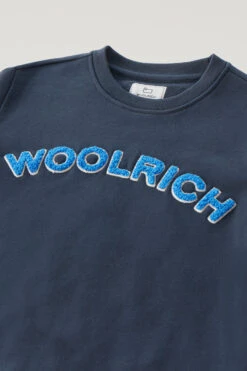 Woolrich Felpa Girocollo Varsity Da Bambino In Puro Cotone - Bambino - Blu -Offerta Economica Vestiario CFWKSW0168MRUT3454 3989 2