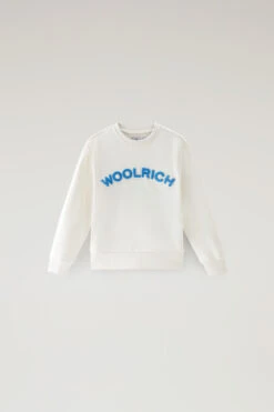 Woolrich Felpa Girocollo Varsity Da Bambino In Puro Cotone - Bambino - Bianco
