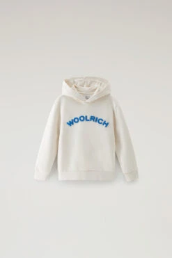 Woolrich Felpa Con Cappuccio Varsity Da Bambino In Puro Cotone - Bambino - Bianco