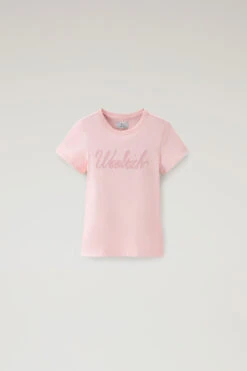 Woolrich Maglietta Da Bambina In Puro Cotone Con Logo - Bambina - Rosa