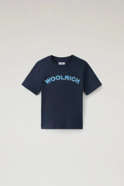 Woolrich Maglietta Varsity Da Bambino In Puro Cotone - Bambino - Blu