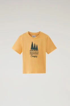 Woolrich Maglietta Da Bambino In Cotone Con Stampa - Bambino - Giallo
