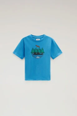Woolrich Maglietta Da Bambino In Cotone Con Stampa - Bambino - Blu