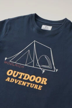 Woolrich Maglietta Da Bambino In Cotone Con Stampa - Bambino - Blu -Offerta Economica Vestiario CFWKTE0127MRUT1486 3989 2