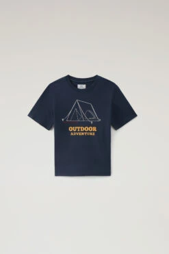 Woolrich Maglietta Da Bambino In Cotone Con Stampa - Bambino - Blu