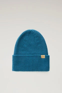 Woolrich Berretto A Costine In Pura Lana Vergine - Uomo - Blu