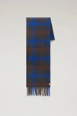 Woolrich Sciarpa A Quadri In Misto Lana - Uomo - Blu