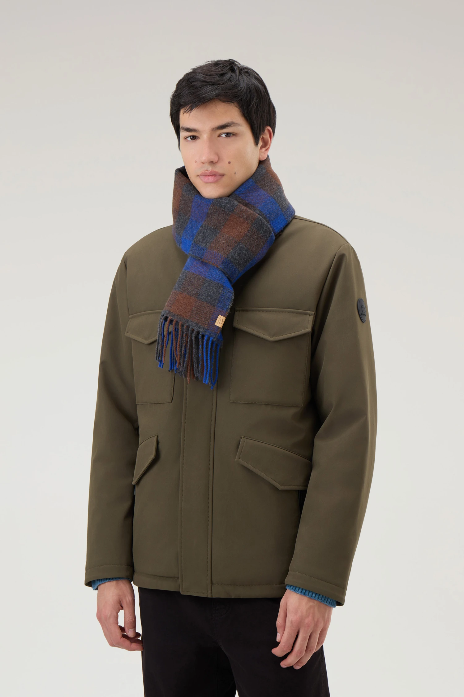 Woolrich Sciarpa A Quadri In Misto Lana - Uomo - Blu 6 Woolrich Sciarpa A Quadri In Misto Lana - Uomo - Blu - immagine 4