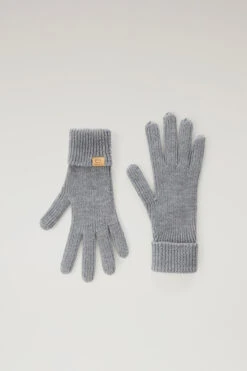 Woolrich Guanti A Costine In Pura Lana Vergine Merino - Uomo - Grigio