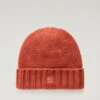 Woolrich Berretto In Pura Lana Vergine Merino Con Logo - Uomo - Rosso