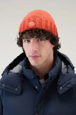 Woolrich Berretto In Pura Lana Vergine Merino Con Logo - Uomo - Rosso -Offerta Economica Vestiario CFWOAC0238MRUF0428 5493 3