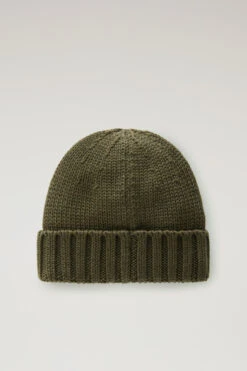 Woolrich Berretto In Pura Lana Vergine Merino Con Logo - Uomo - Verde -Offerta Economica Vestiario CFWOAC0238MRUF0428 614 1