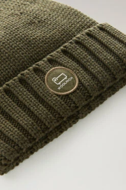 Woolrich Berretto In Pura Lana Vergine Merino Con Logo - Uomo - Verde -Offerta Economica Vestiario CFWOAC0238MRUF0428 614 2