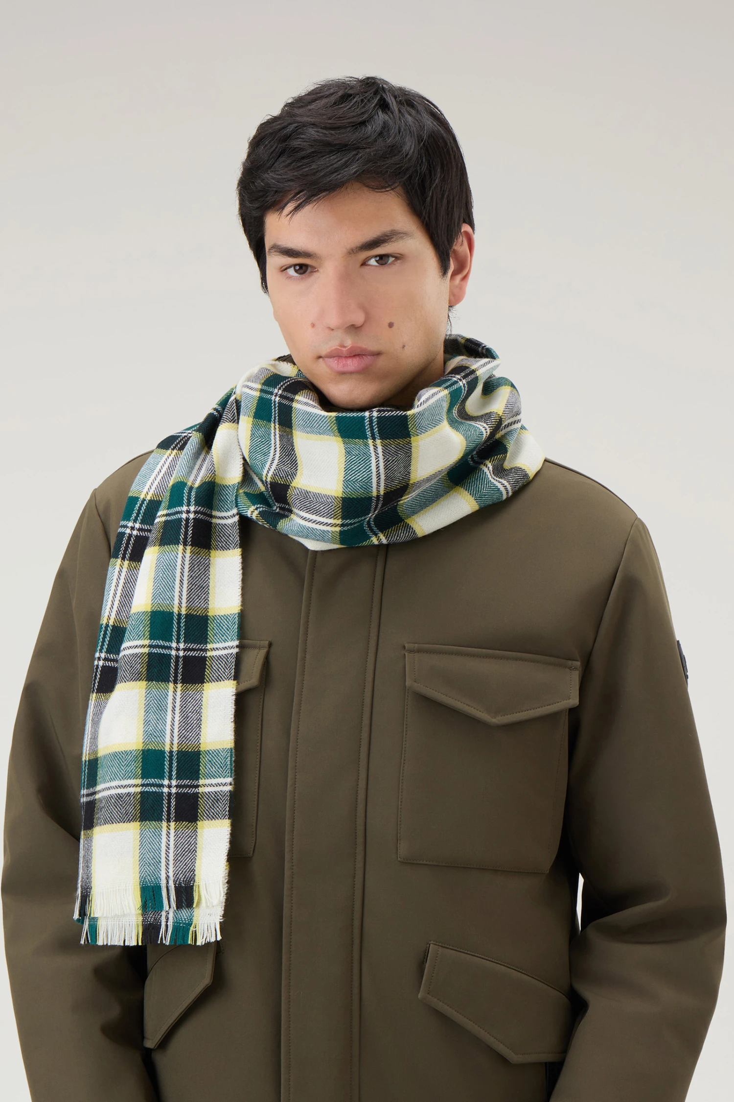 Woolrich Sciarpa A Quadri In Misto Lana E Cashmere - Uomo - Verde 6 Woolrich Sciarpa A Quadri In Misto Lana E Cashmere - Uomo - Verde - immagine 4