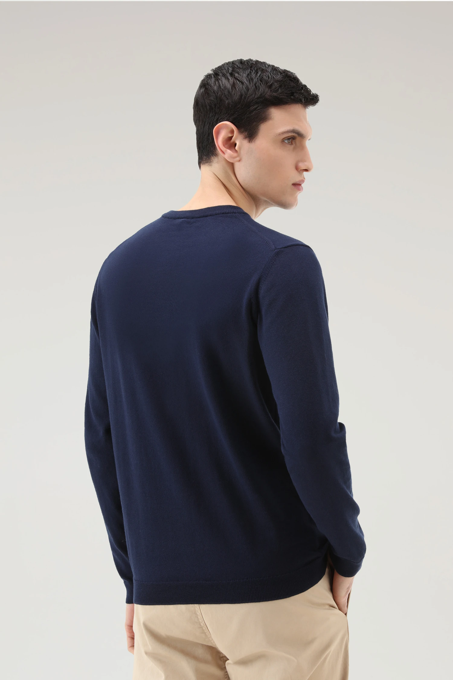 Woolrich Maglia Girocollo In Puro Cotone - Uomo - Blu 5 Woolrich Maglia Girocollo In Puro Cotone - Uomo - Blu - immagine 3