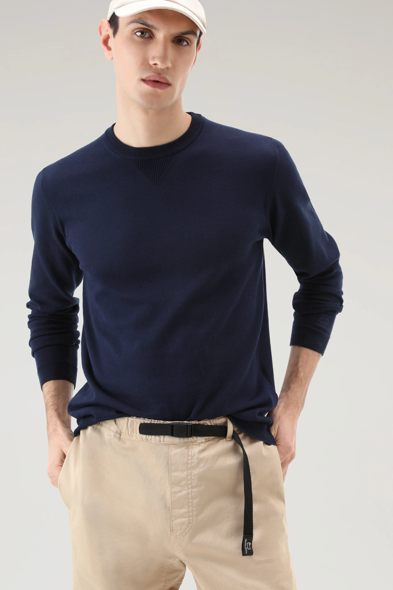 Woolrich Maglia Girocollo In Puro Cotone - Uomo - Blu 6 Woolrich Maglia Girocollo In Puro Cotone - Uomo - Blu - immagine 4