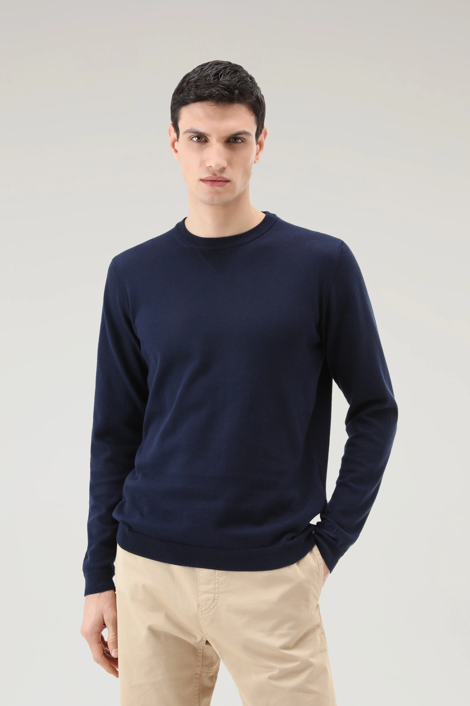 Woolrich Maglia Girocollo In Puro Cotone - Uomo - Blu 3 Woolrich Maglia Girocollo In Puro Cotone - Uomo - Blu