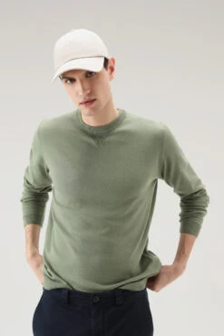 Woolrich Maglia Girocollo In Puro Cotone - Uomo - Verde -Offerta Economica Vestiario CFWOKN0213MRUF0615 614 3