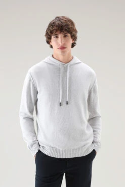 Woolrich Maglia Con Cappuccio In Puro Cotone - Uomo - Grigio