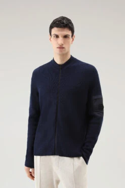 Woolrich Maglia In Puro Cotone Con Zip - Uomo - Blu