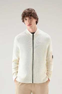 Woolrich Maglia In Puro Cotone Con Zip - Uomo - Bianco