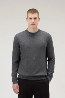 Woolrich Maglia Girocollo In Misto Lana Merino - Uomo - Grigio