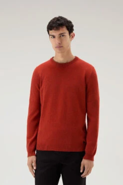 Woolrich Maglia Girocollo In Misto Lana Merino - Uomo - Rosso
