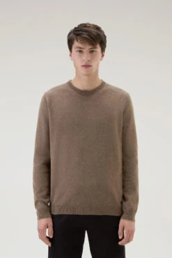 Woolrich Maglia Girocollo In Misto Lana Merino - Uomo - Marrone