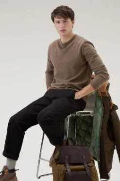 Woolrich Maglia Girocollo In Misto Lana Merino - Uomo - Marrone -Offerta Economica Vestiario CFWOKN0230MRUF0706 642 3