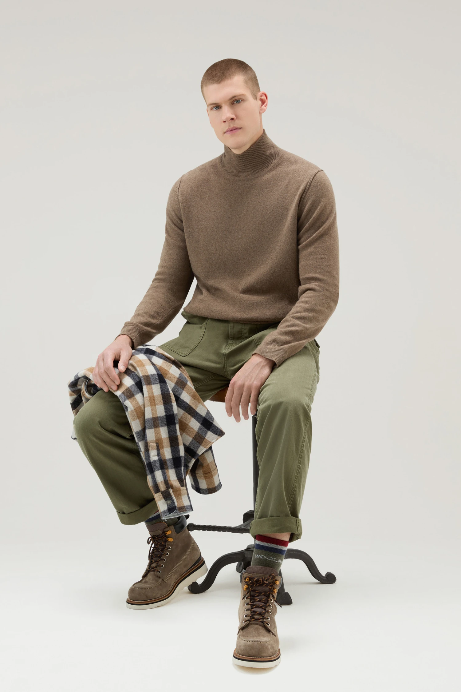 Woolrich Maglione A Collo Alto In Misto Lana Merino - Uomo - Marrone 6 Woolrich Maglione A Collo Alto In Misto Lana Merino - Uomo - Marrone - immagine 4