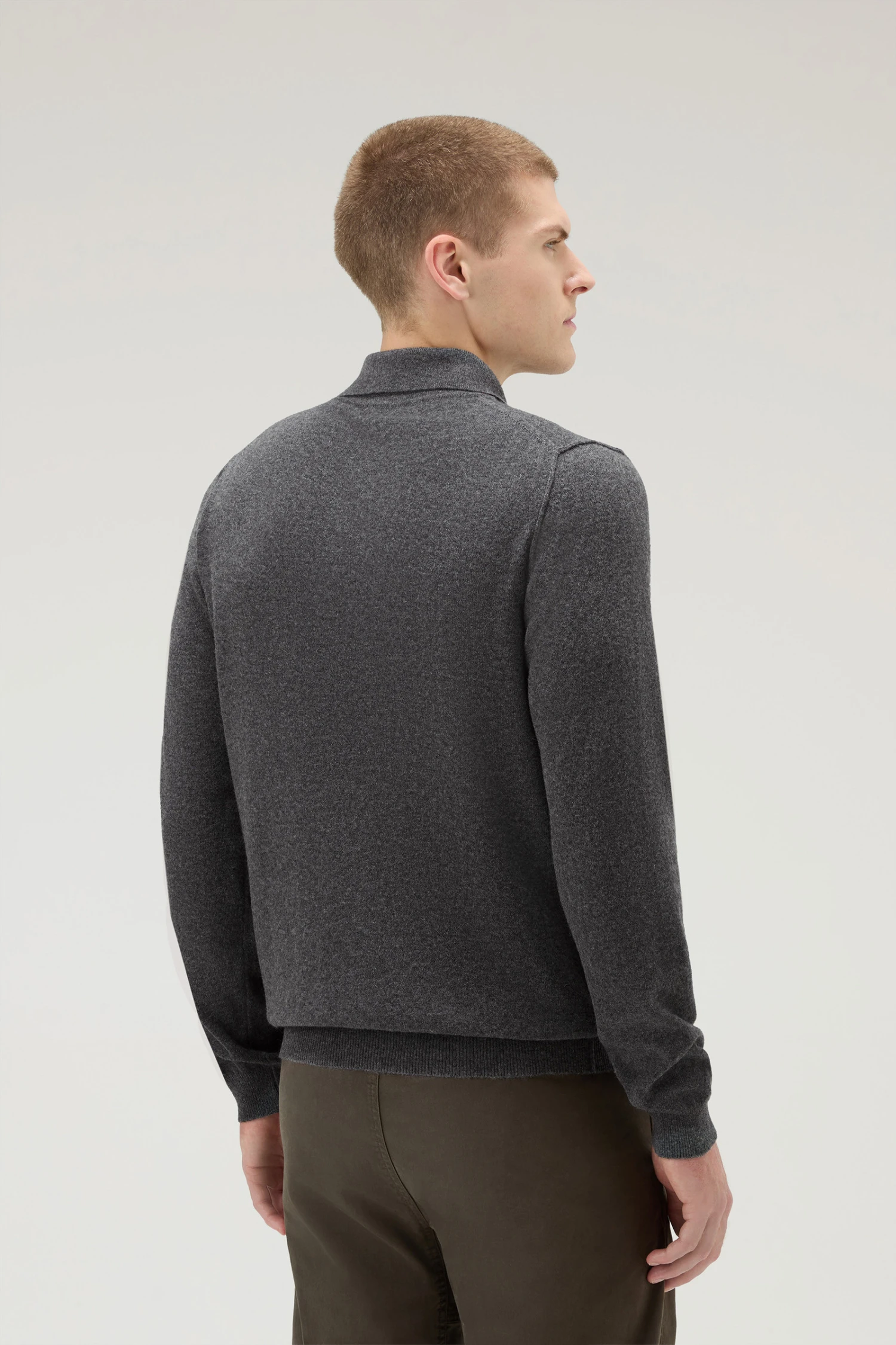 Woolrich Polo A Maniche Lunghe In Misto Lana Merino - Uomo - Grigio 5 Woolrich Polo A Maniche Lunghe In Misto Lana Merino - Uomo - Grigio - immagine 3