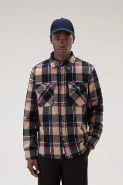 Woolrich Giacca A Camicia Alaskan A Quadri In Misto Lana Italiana Riciclata - Uomo - Beige